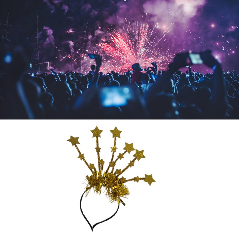 Băng Đô Cài Tóc Hình Ngôi Sao Năm Mới Đính Kim Tuyến Lấp Lánh