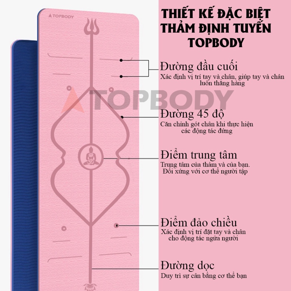 Thảm Tập Yoga Định Tuyến TPE cao cấp tặng kèm túi đựng - Thảm yoga chống trượt chính hãng TOPBODY deal Sock 2022