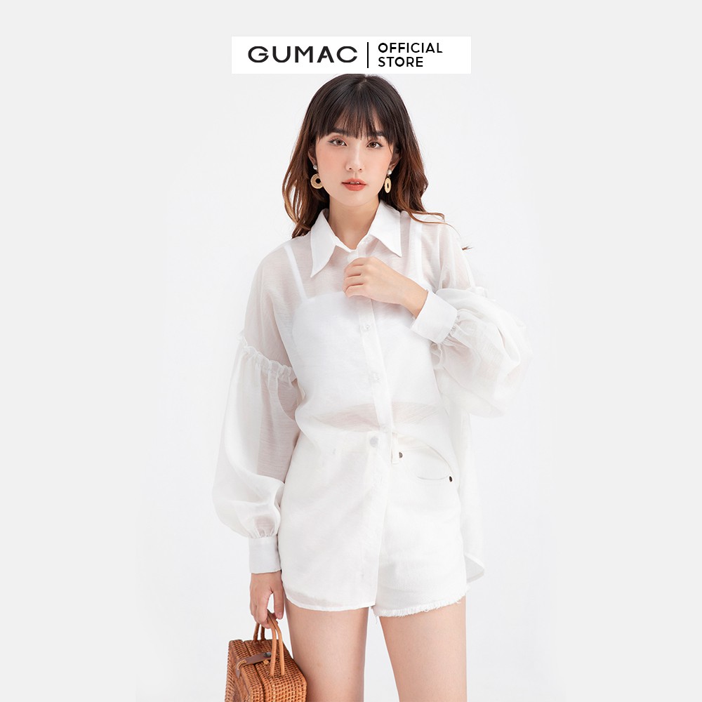 [Mã WABRGM11 giảm 10% đơn 250K] Áo sơ mi nữ phom rộng vải tơ GUMAC AB6119 | BigBuy360 - bigbuy360.vn