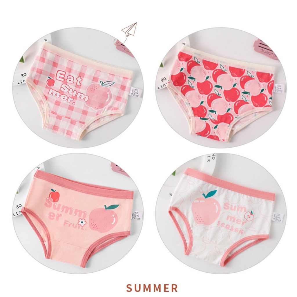 Quần chíp bé gái combo quần lót em bé cotton kháng khuẩn từ 9-45kg