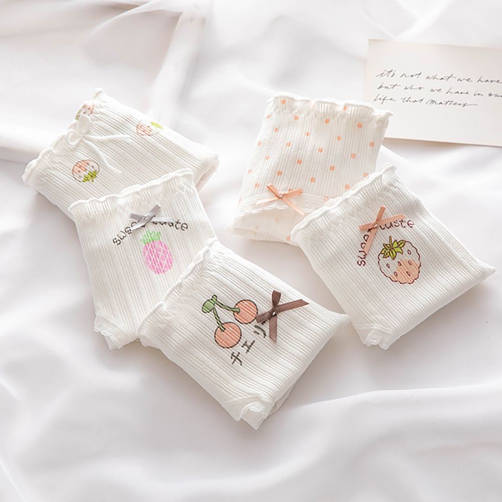 Quần lót cotton lưng vừa thoáng khí họa tiết dâu tây/cherry dễ thương quyến rũ cho nữ