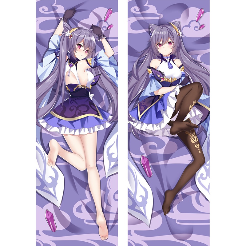 【Ready Stock】Genshin Impact long Body Pillow Cover Peach Skin Pillowcase Double Sided Print girl gift