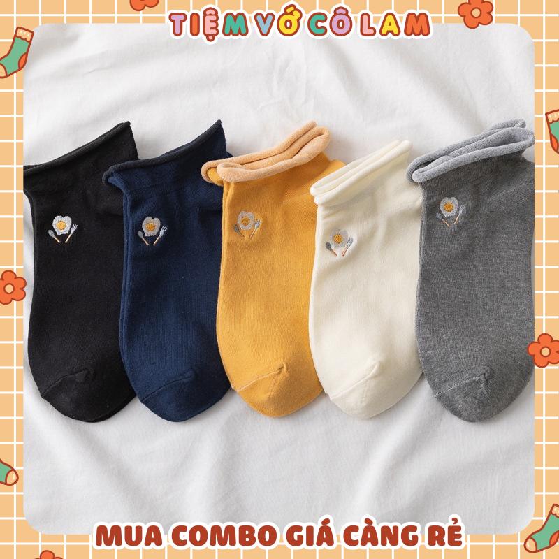 Tất vớ nam nữ cổ thấp thêu trứng ốp la hơi ngon