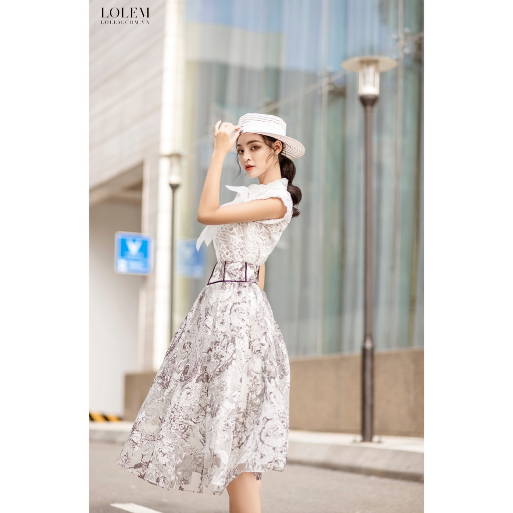 Chân váy dài LOLEM CVX352 lưng viền nhung vải tơ organza không nhăn bền