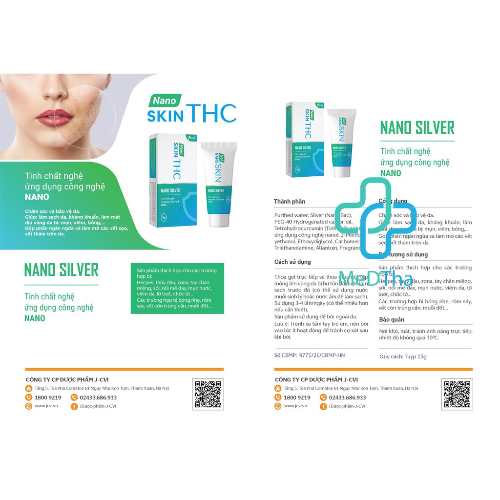 Nano skin THC - Làm sạch da, mát dịu da, chăm sóc và bảo vệ da, mờ sẹo thâm trên da (Tuýp 15g) [Chính hãng]