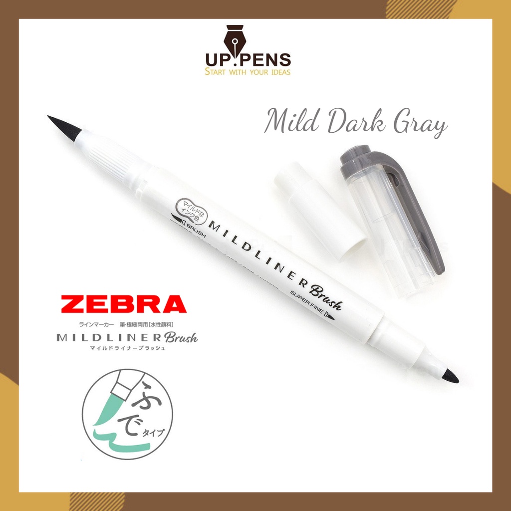 Bút lông đầu cọ Zebra Mildliner Double-Sided Highlighter Brush - Brush/ Extra Fine - Màu xám đậm (Mild Dark Gray)