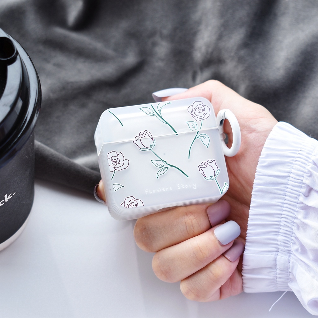 Vỏ Bảo Vệ Hộp Sạc Tai Nghe AirPods 1 2 pro 3 2021 gen3 Bluetooth Bằng Silicon Tpu Mềm Hình Vuông Họa Tiết Hoa Đơn Giản