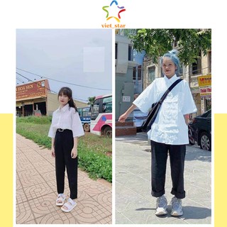 Áo Sơ Mi Cộc Tay TRẮNG BASIC Unisex - VIET_STAR
