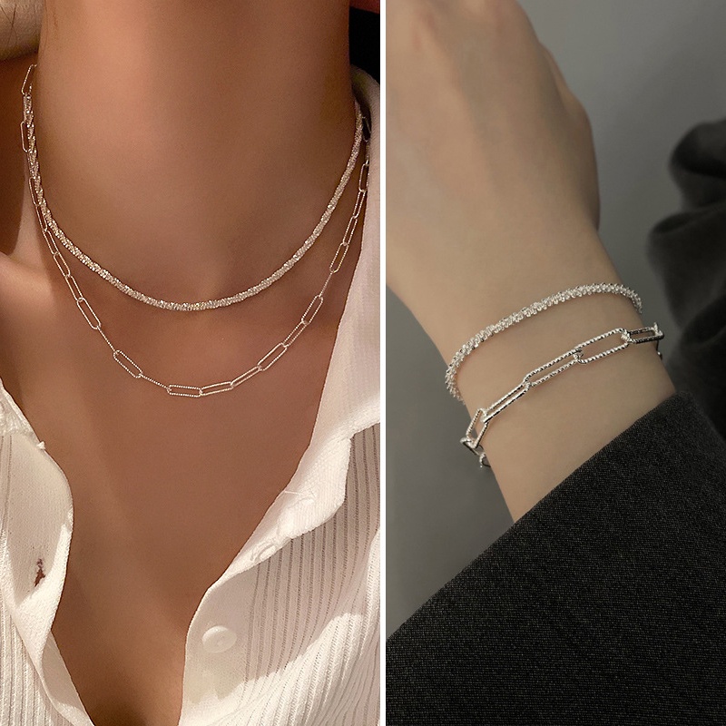 Vòng cổ nhiều lớp mặt hình trái tim và bướm đính ngọc trai thời trang cho nữ