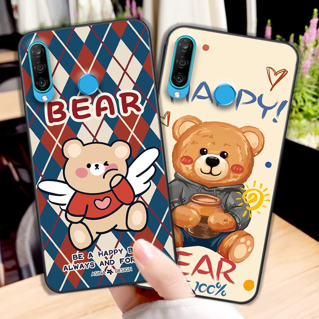 Ốp lưng Huawei Nova 4e / P30 Lite in hình cute, chú gấu tinh nghịch siêu chất siêu rẻ