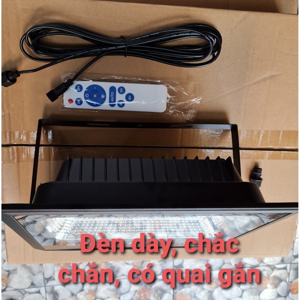 KHÔNG KÈM TẤM PIN - Đèn pha năng lượng mặt trời 100w IP67 + dây nối 4m + Remote điều khiển, sài chung tấm pin 6V