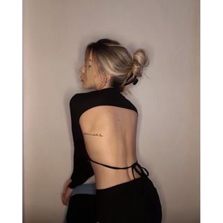 Porita Croptop - áo thun hở lưng rút dây