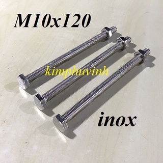 2 bộ - m10x120mm bulong inox - bulon inox 10li - ốc inox 10li