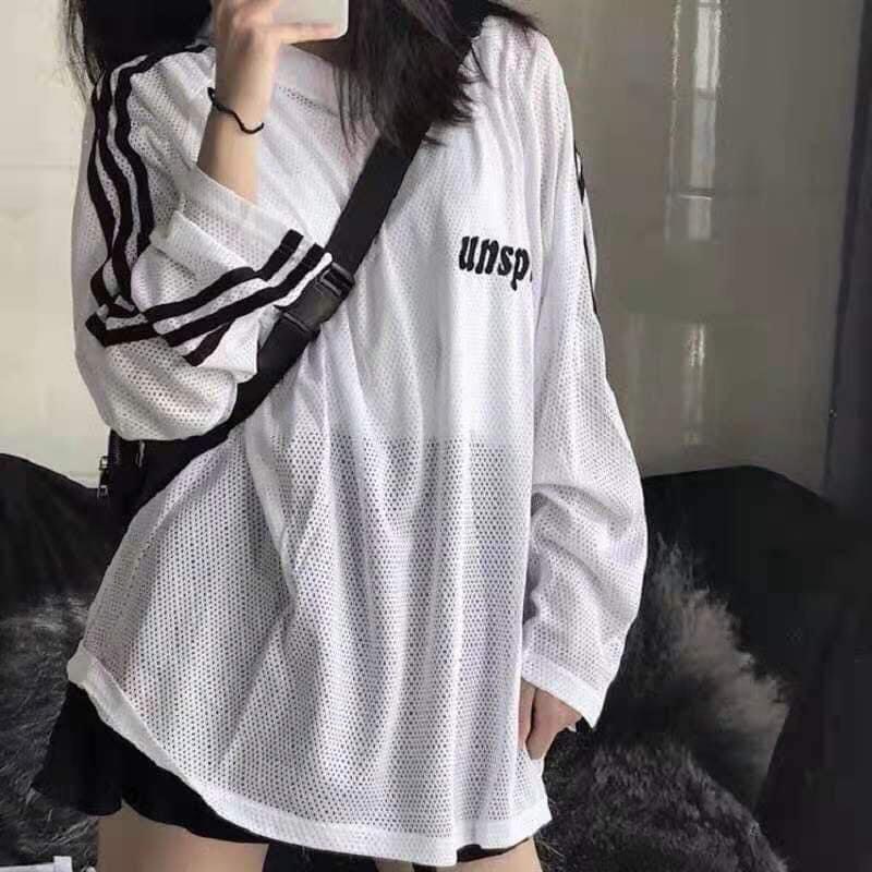 Áo sweater unisex  𝑭𝑹𝑬𝑬𝑺𝑯𝑰𝑷  Áo sweater dài tay dáng rộng chất lưới dưới 75kg TABI STORE - Áo sweater lưới Unsp