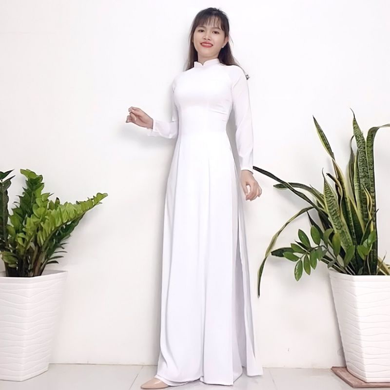 Sale_Áo dài trắng học sinh, kỷ yếu vải lụa tây thi_có bigsize