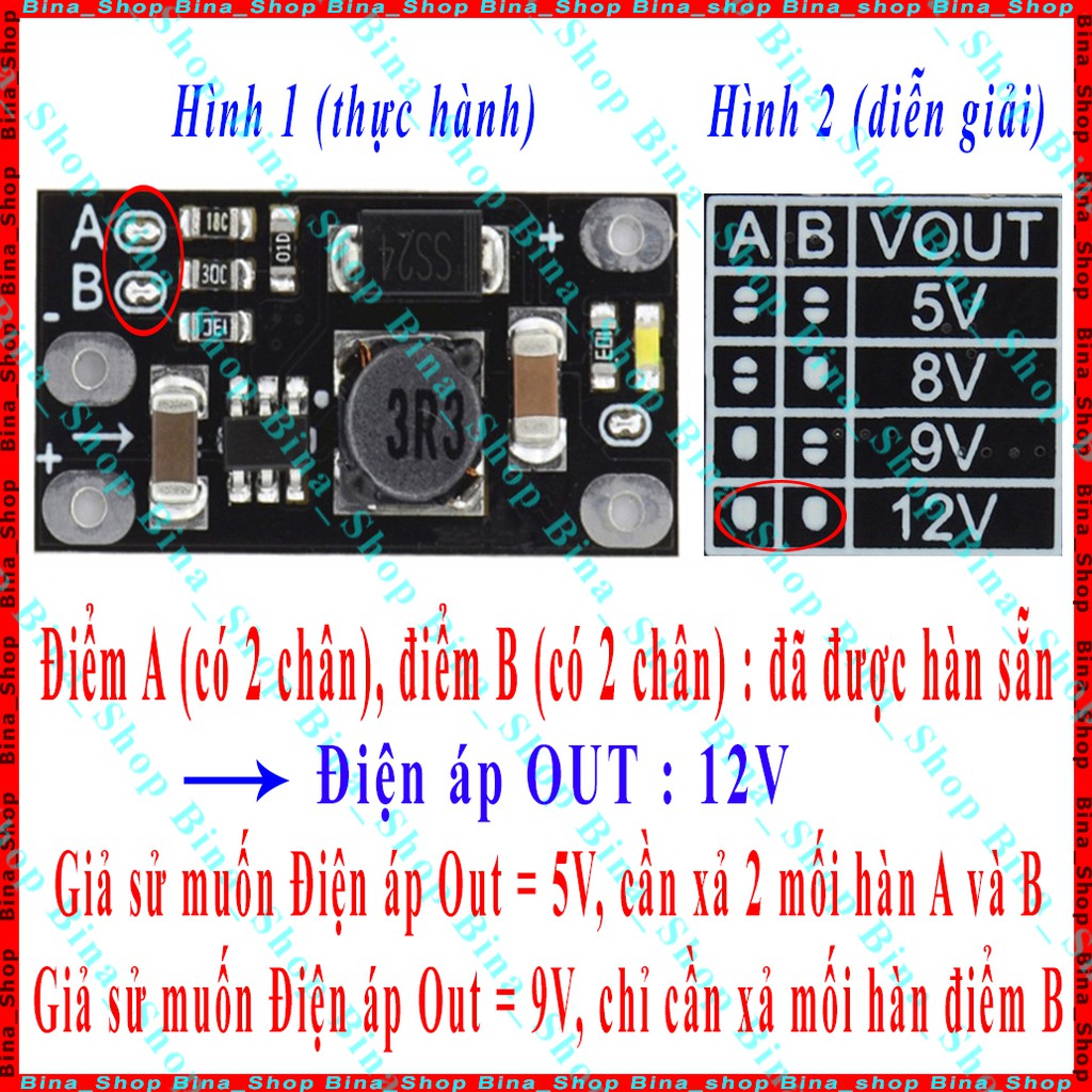 Mạch tăng áp DC-DC từ 3V 3.2V 3.7V 5V lên 5V/8V/9V/12V