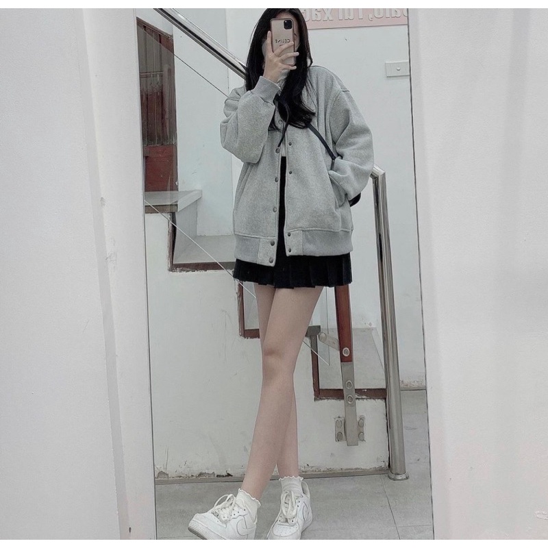 ÁO KHOẮC BOMBER NỈ CÚC BẤM NHIỀU MÀU