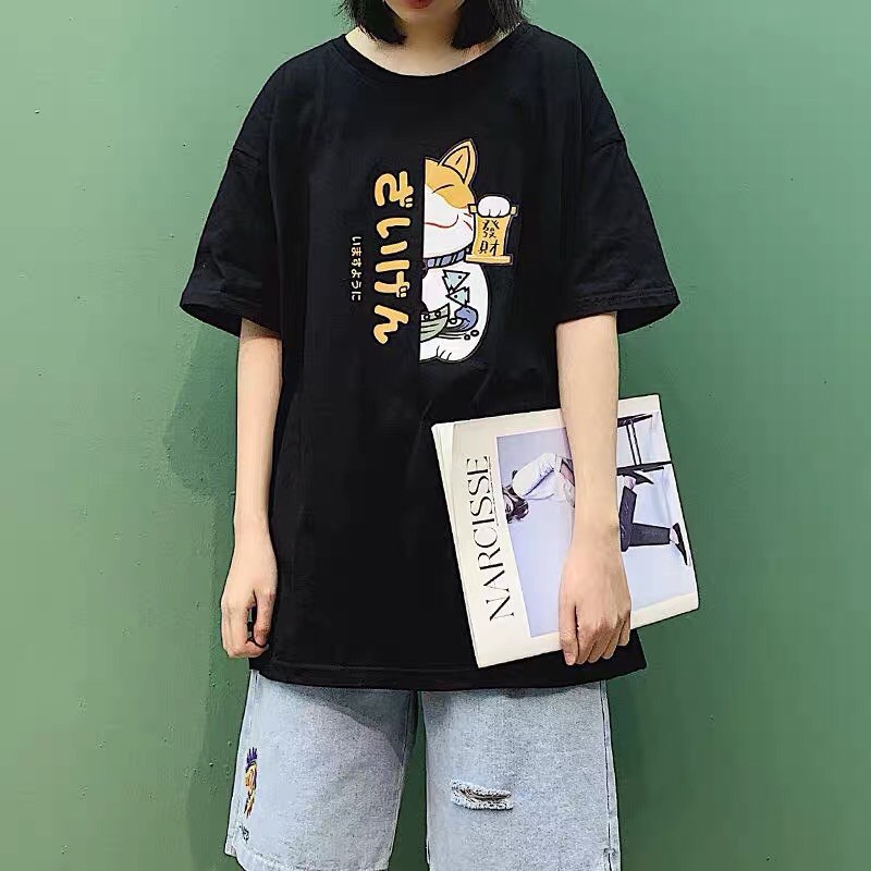 Áo phông unisex form rộng WIND oversize tay lỡ Mèo Hàn thời trang nam nữ ulzzang | BigBuy360 - bigbuy360.vn