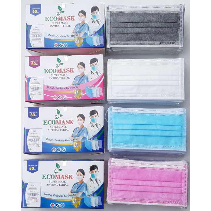 [Hàng chuẩn 4 lớp dày] Hộp 50 cái Khẩu trang kháng khuẩn chống nắng chống bụi  - nhiều màu