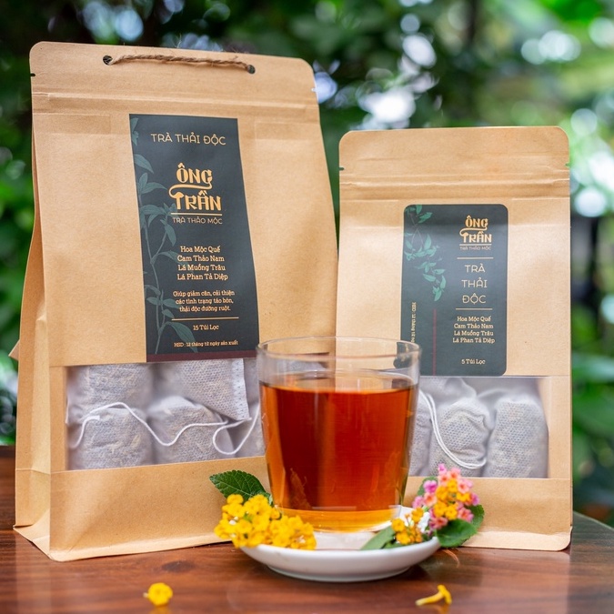 Trà thải độc, giúp nhuận tràng, giảm táo bón, hỗ trợ giảm cân, Thảo Mộc Ông Trần, trà túi lọc (15 túi lọc x 10 gram)
