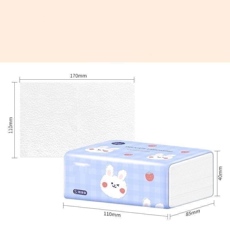 Khăn giấy con thỏ thùng 40 gói, giấy ăn hình con thỏ mềm mịn, thấm hút tốt