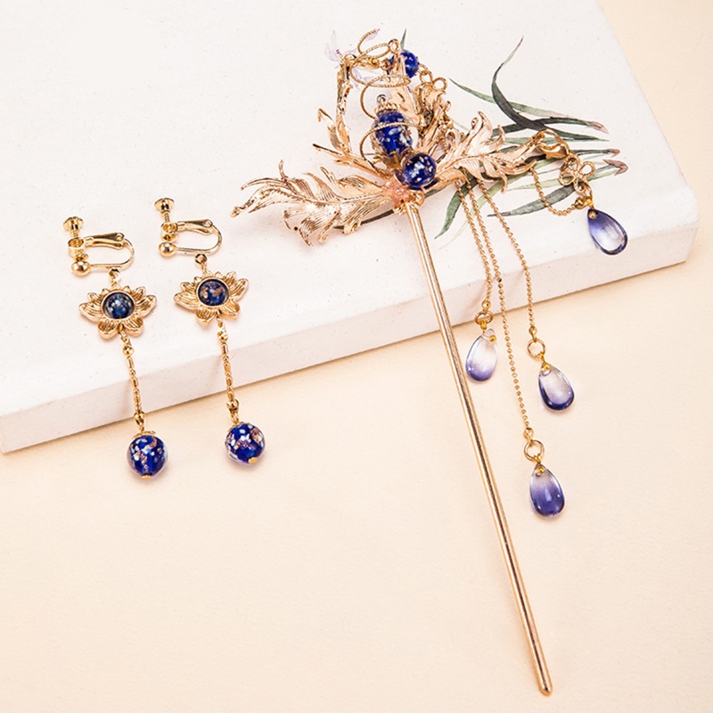 Trâm Cài Tóc Dáng Dài Đính Hoa Phong Cách Hán Phục Cổ Điển