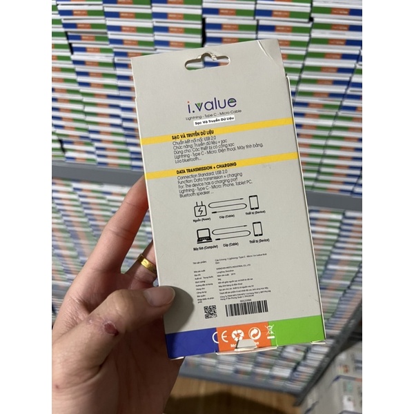 Combo 3 cáp sạc ĐT ivalue 0.2/1/2m đầu Micro,Type C