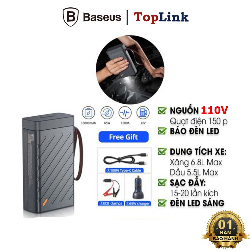 [CHÍNH HÃNG] Bộ Kích Nổ Oto - Bộ Kích Nổ Xe Hơi - Cứu Hộ Ô Tô - BASEUS ( BS-CN02 ) Reboost Jump Starter With Portable