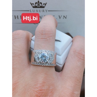 nhẫn nam titan kiểu tròn ôm tay đính đá không đen gỉ htj