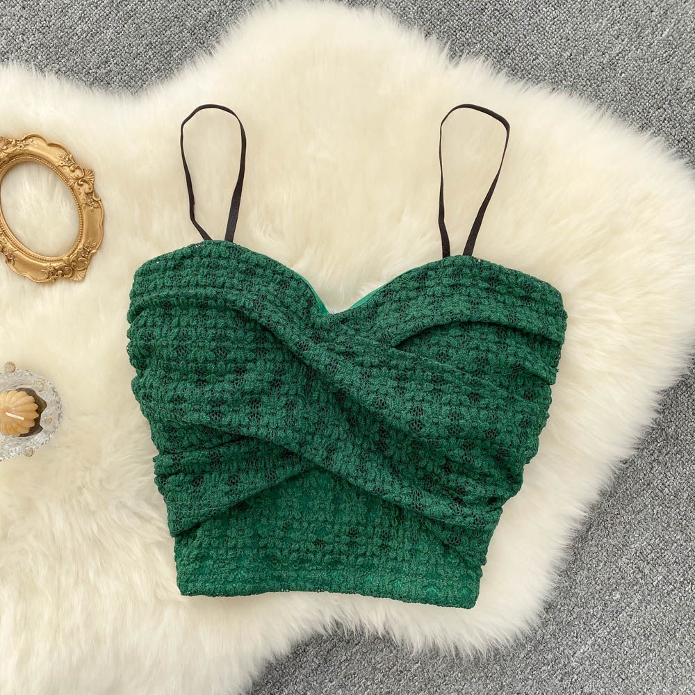 Áo Hai Dây Phối Ren Có Mút Đệm Ngực Thời Trang Quyến Rũ