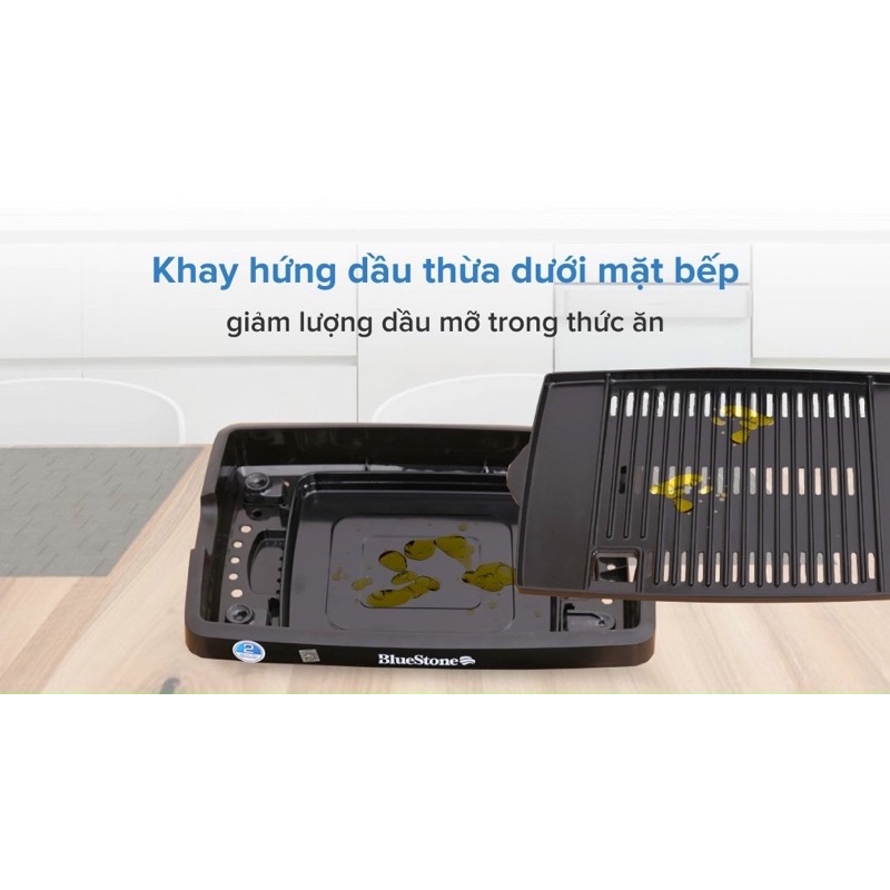 Bếp vỉ nướng điện BBQ Không  Bluestone EGB-7406 1400w Chống Dính Men Đá Siêu Bền Bảo hành 24 tháng