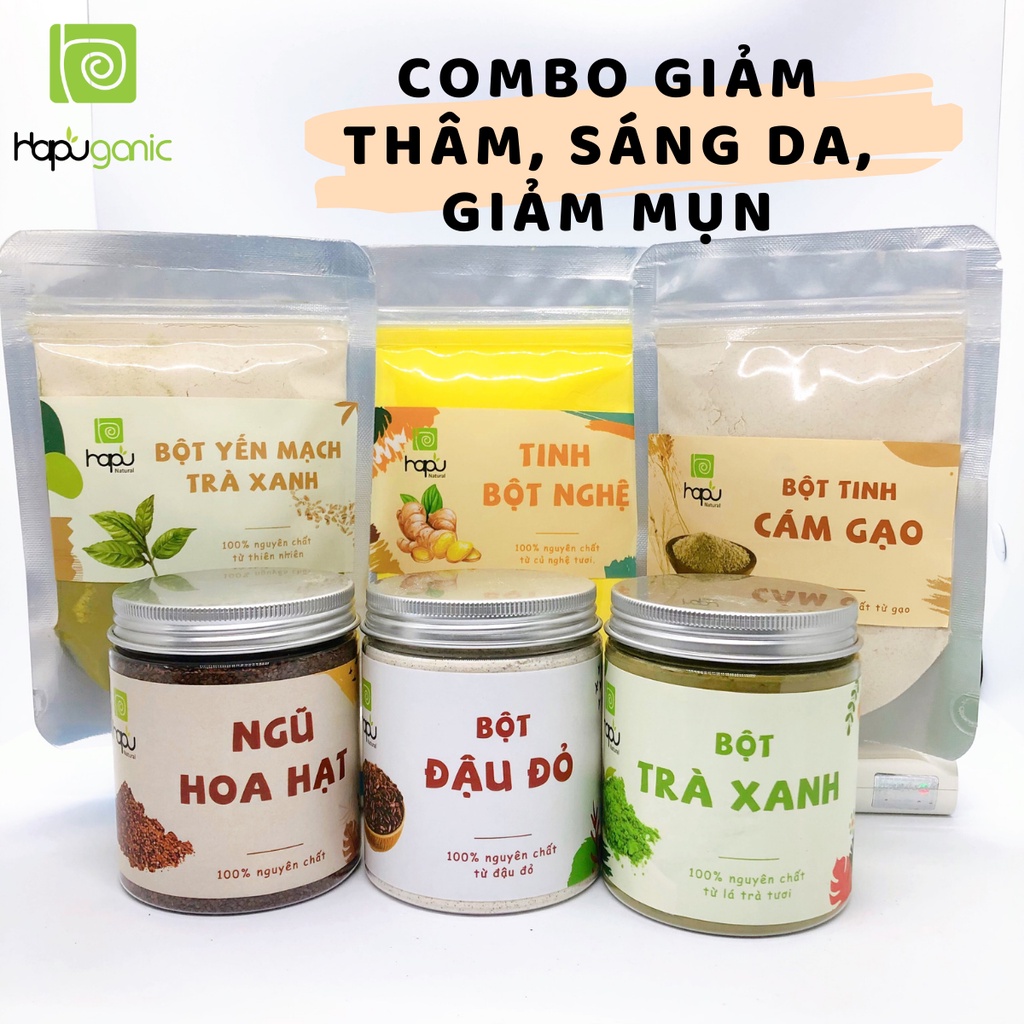 COMBO bột thiên nhiên trắng da, giảm mụn, giảm thâm nám, dưỡng ẩm 100g