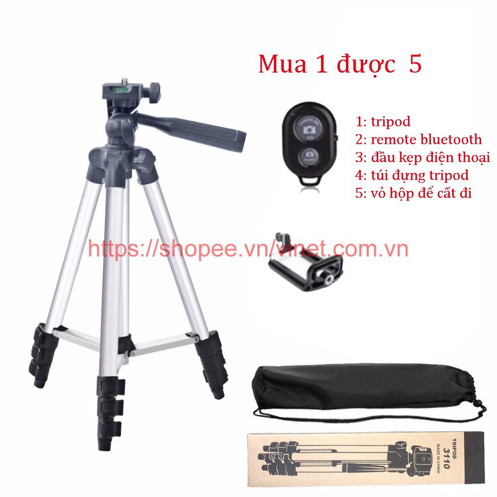 ⚡️FREESHIP HN VÀ HCM⚡️ COMBO GẬY TRIPOD TF-3110 + KẸP MÁY ẢNH + REMOTE