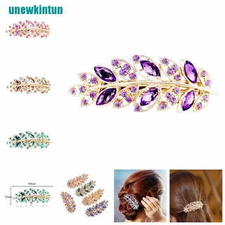 U●Kẹp Tóc Hình Chiếc Lá Đính Hạt Lấp Lánh