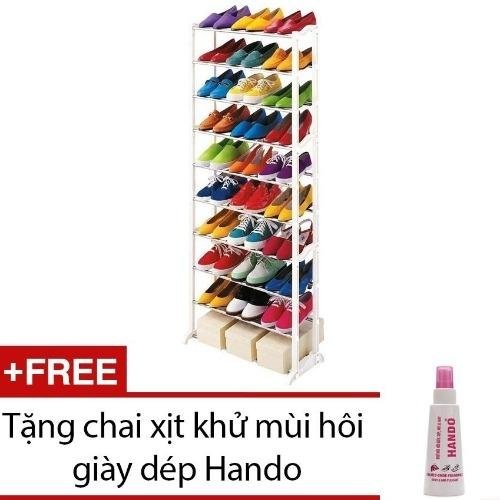 [HOT] Kệ để giày dép 10 tầng đa năng + chai khử mùi hôi giầy mũ bảo hiểm Hando