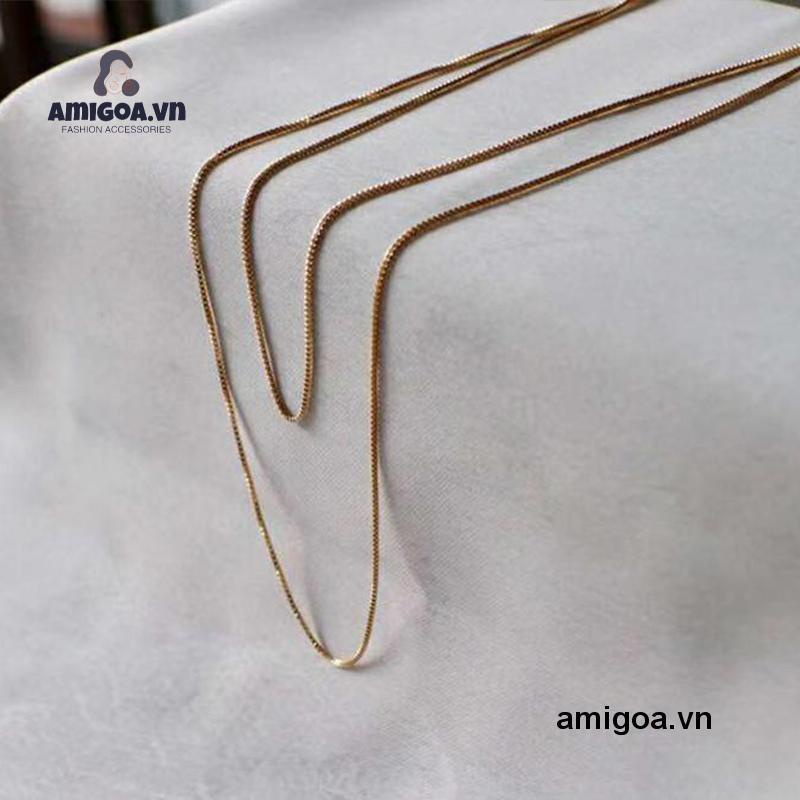 Vòng cổ Sợi Mảnh Hai Lớp Mạ Vàng Thiết Kế Hình Rắn Xinh Xắn Cho Nữ