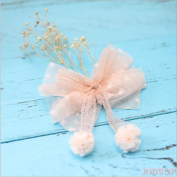 ✽UP✽Lace Hair Bow Large 4" Alligator Clip for Little Girls Dressy