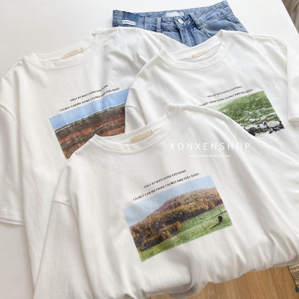 Áo thun form rộng in hình Xonxen shop chất cotton dày dặn free size, mã 5323