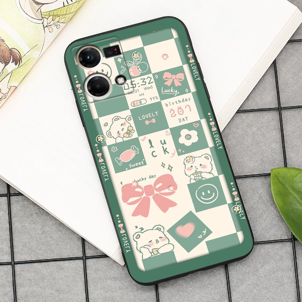 Ốp lưng Oppo RENO 7 4G / RENO 8 4G - Bảo vệ camera in hình cao cấp mẫu kẻ vuông,mikenbe@r siêu hot
