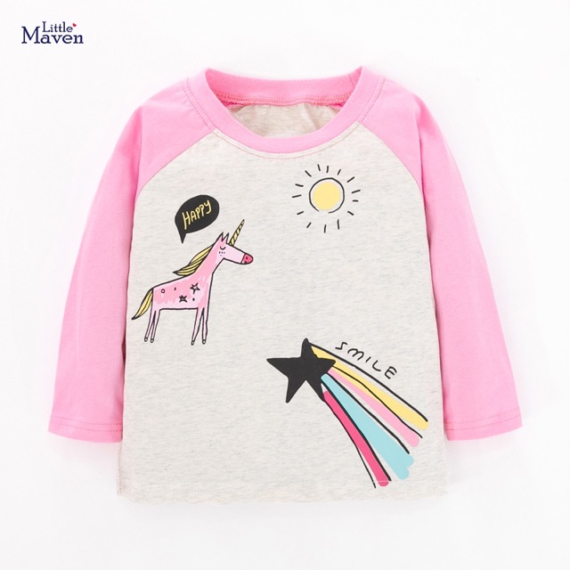 Áo cotton dài tay ngựa pony Little Maven 2-7Y