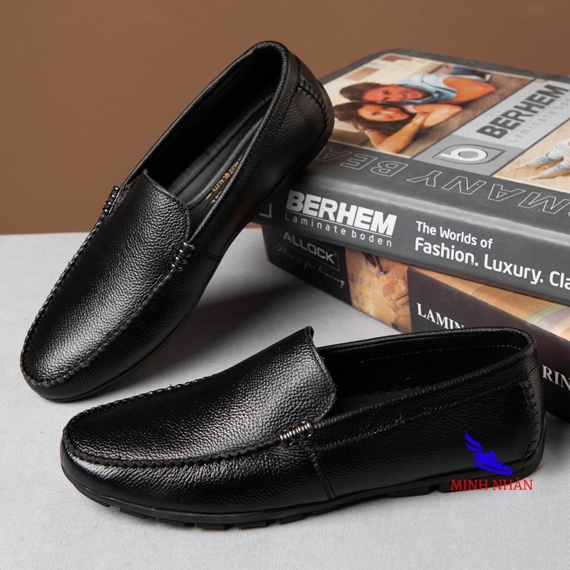 Giày lười nam.giày mọi khâu đế chắc chắn.da bò đế cao su chống trơn trượt Hải Anh Shop