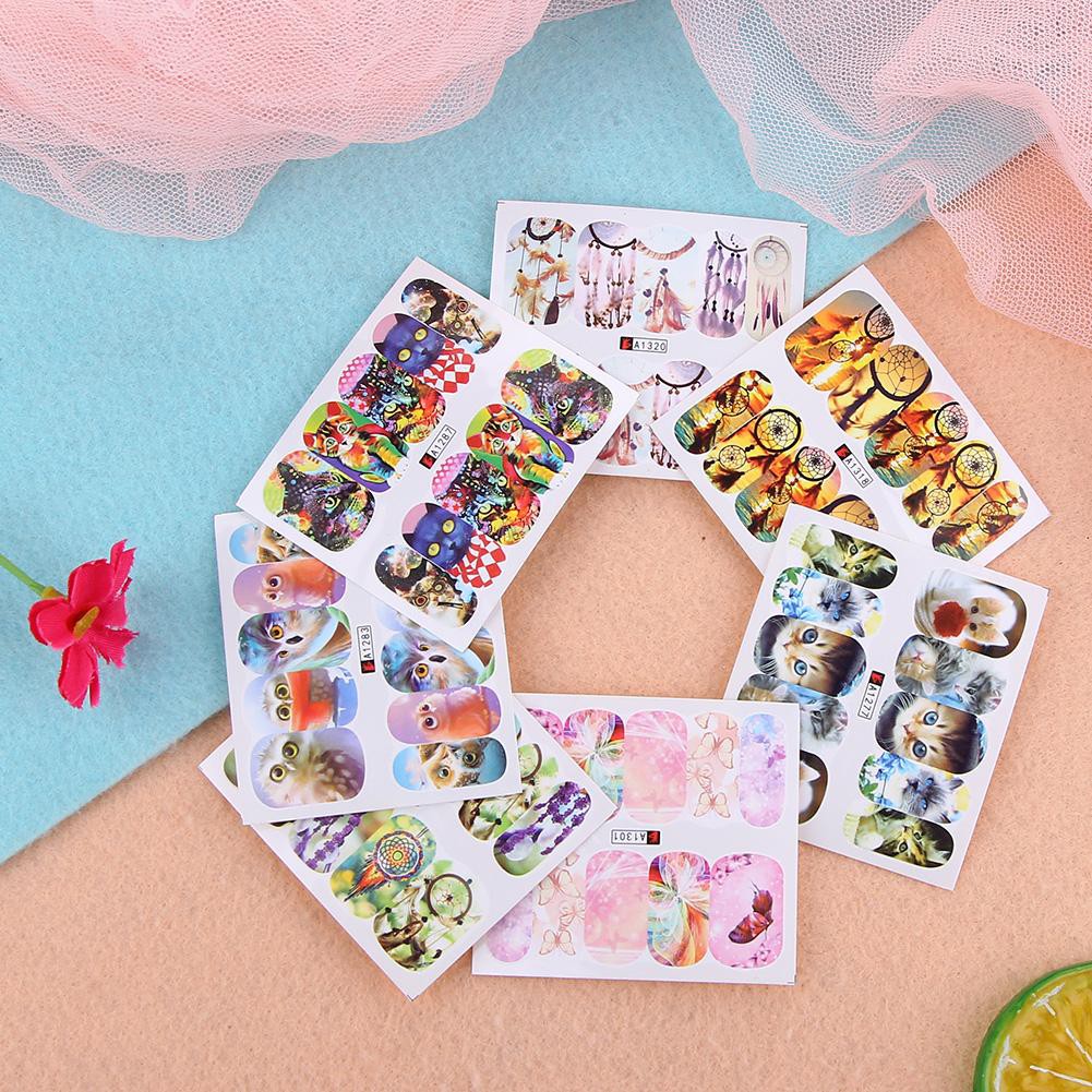 50pcs Nail Stickers Mix Design Water Transfer Manicure Decal Decor