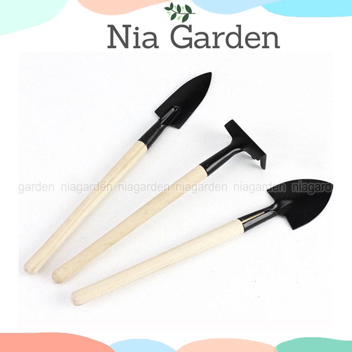 Bộ làm vườn dụng cụ làm vườn mini 3 món xẻng cào xúc đất Nia Garden N6