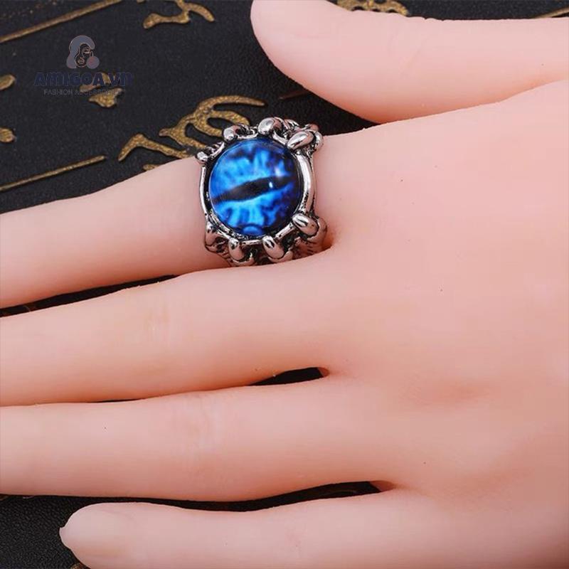 ✨✨Nhẫn hở có thể điều chỉnh hình móng vuốt rồng mắt quỷ phong cách punk vintage