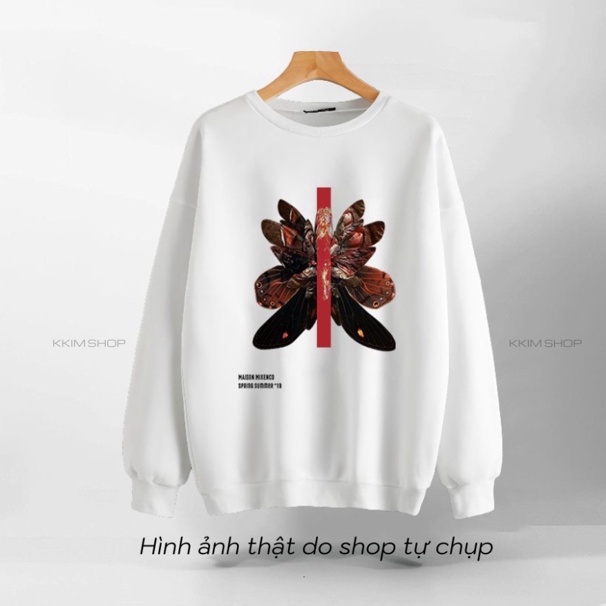 Áo Nỉ SWEATER MIKENCO ILLUSION, Áo Nỉ Dài Tay Form Rộng Oversize Unisex Nam Nữ, Chất Nỉ dày dặn cao cấp