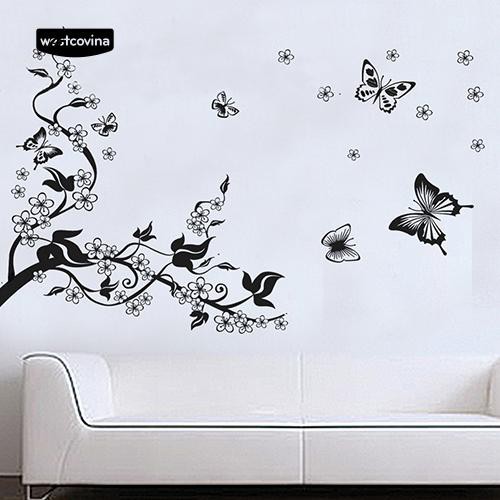 Miếng dán tường hình hoa và bươm bướm trang trí độc đáo