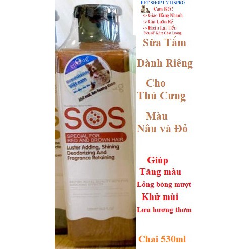 SỮA TẮM SOS CHO THÚ CƯNG CHÓ MÈO Chai 530ml Hàng chính hãng