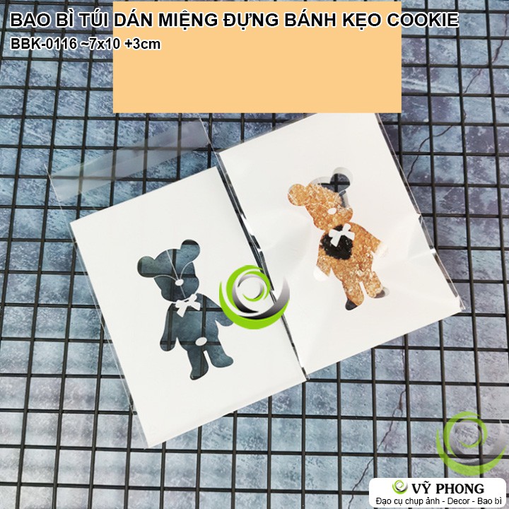 BAO BÌ TÚI NHỰA DÁN MIỆNG 7x10 +3CM ĐỰNG BÁNH KẸO HÌNH CHÚ GẤU NOUGAT COOKIE ĐÓNG GÓI LÀM QUÀ TẶNG BBK-0116