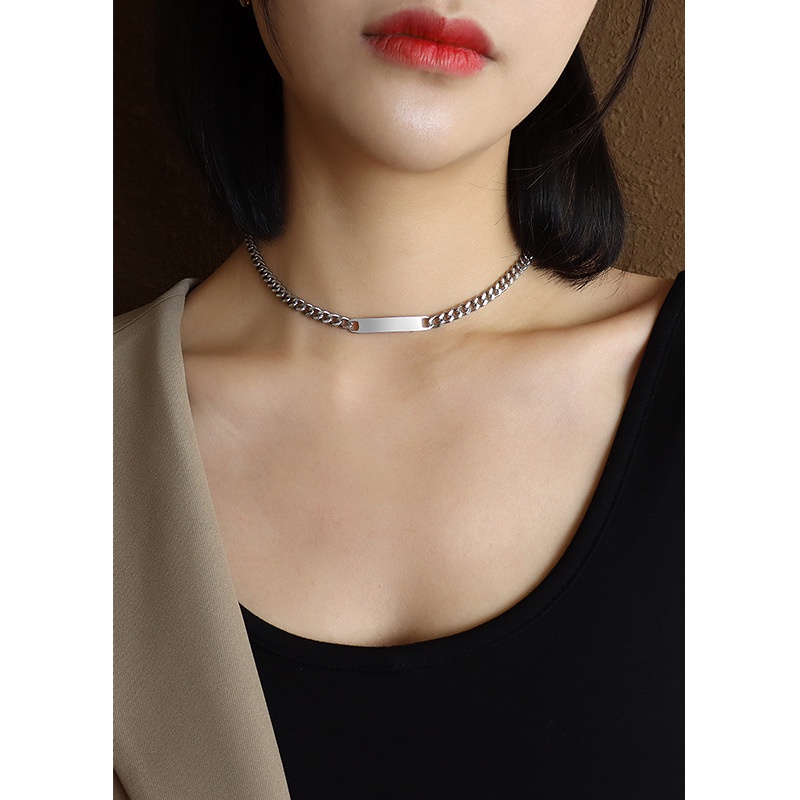 Choker titan unisex xích phối bản chữ nhật không gỉ Kang Daniel