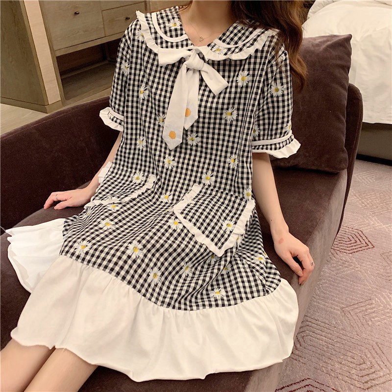 [ORDER TMALL 153 ] Váy Ngủ Loli Túi Hộp Kẻ Caro Little Daisy | BigBuy360 - bigbuy360.vn